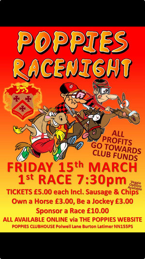 KTFC Race Night - Entry £5 (includes Sausage & Chips or veggie option)